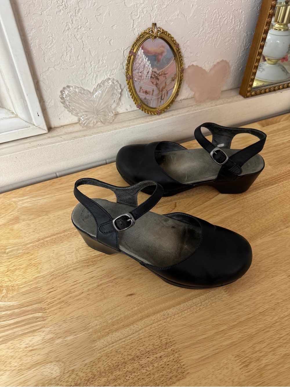 Dansko Black Leather Mary Jane Clogs Comfort Slip-On Shoes EU 39 US 8.5-9 - Picture 9 of 16